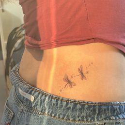 Dragonfly tattoo on my lower left hip
