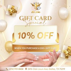 Zen Nails - GIFT CARD SPECIAL
Treat yourself or a loved one to pampering with our exclusive Gift Card offer at Zen Nails
