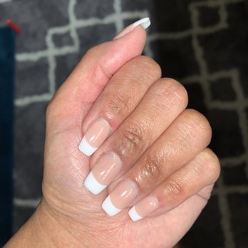 Lotus Nail Spa - Full set of acrylic nails, nude & white. Perfect - Nail Salons Near Me - San Antonio, Texas