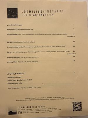 Menu photo 1 Los Milics Vineyards Elgin, AZ Menu photo 1 Los Milics Vineyards Elgin, AZ
