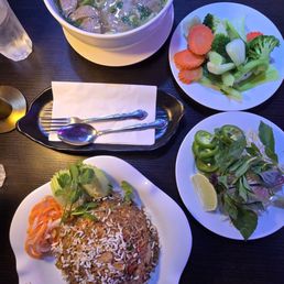 Chicken fried rice and beef ball Pho