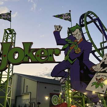 Six Flags New England - Ride entrance to The Joker - Amusement Parks Near Me - Agawam, Massachusetts Six Flags New England - Ride entrance to The Joker - Amusement Parks Near Me - Agawam, Massachusetts