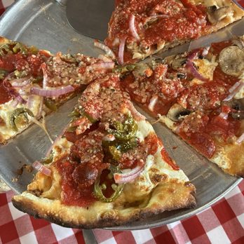 Grimaldi's Hoover - Pepperoni with onion mushroom and jalapeño! - Pizza Near Me - Hoover, Alabama Grimaldi's Hoover - Pepperoni with onion mushroom and jalapeño! - Pizza Near Me - Hoover, Alabama