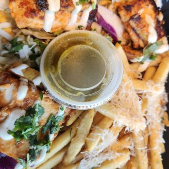Eureka! - Al Pastor Fish Tacos with truffle fries - American Near Me - Indian Wells, California Eureka! - Al Pastor Fish Tacos with truffle fries - American Near Me - Indian Wells, California
