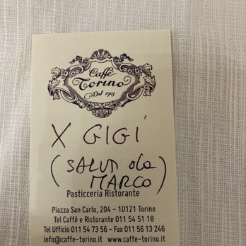 Caffè Torino - Business card plus advice where to go on Sunday for lunch! - Cafes Near Me - Torino, TO