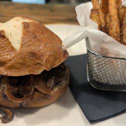 Tang's Oriental - Teriyaki burger and fries