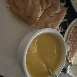 Butternut squash soup and ham and cheese Butternut squash soup and ham and cheese