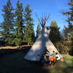 Our authentic tipi on-site is a cozy and inviting community spot to gather and read.