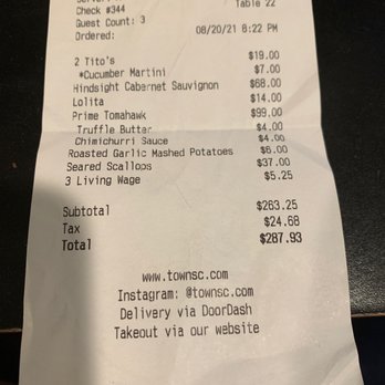 TOWN - Adding items on my receipt: smh - Steakhouses Near Me - San Carlos, California TOWN - Adding items on my receipt: smh - Steakhouses Near Me - San Carlos, California