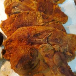 Pork steaks I got there, fried the way I like them . . . extra crispy! Pork steaks I got there, fried the way I like them . . . extra crispy!