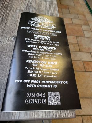 Menu photo 1 PVD Pizza South Kingstown, RI Menu photo 1 PVD Pizza South Kingstown, RI