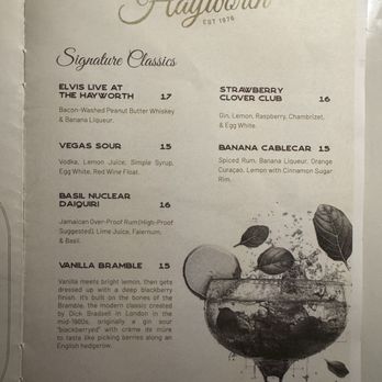 Hayworth - The drink menu - New American Near Me - Henderson, Nevada