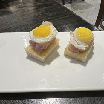 Osaka Asian Restaurant - Toro with quail egg on crispy rice - Asian Fusion Near Me - East Lyme, Connecticut