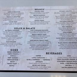 Brunch side of the menu Brunch side of the menu