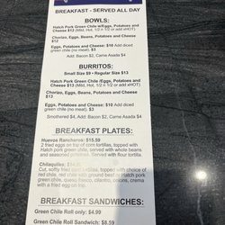 Breakfast menu