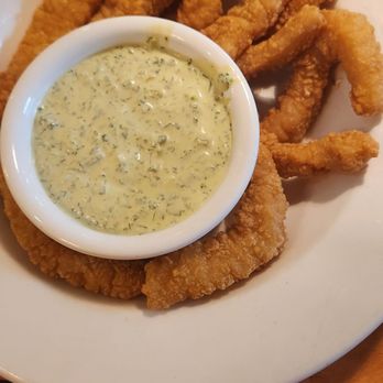 Red Lantern Steak & Spirits - Calamari Appetizer with a very zippy jalapeno cilantro sauce $16 - American Near Me - Fairbanks, Alaska