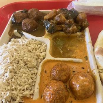 Samosa House and Bharat Bazaar - The dish on the right lower corner was BOMB!!!  Wish I got more of that! - Indian Near Me - Culver City, California