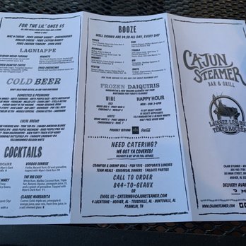 Cajun Steamer Bar & Grill - Menu - Cajun/Creole Near Me - Hoover, Alabama