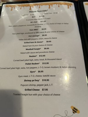 Menu photo 4 3B's Zelienople, PA