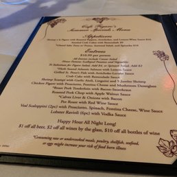 Specials menu Specials menu