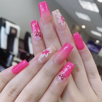 Steven Nails - Hot pink & nude powder - Nail Salons Near Me - Woodstock, Georgia Steven Nails - Hot pink & nude powder - Nail Salons Near Me - Woodstock, Georgia