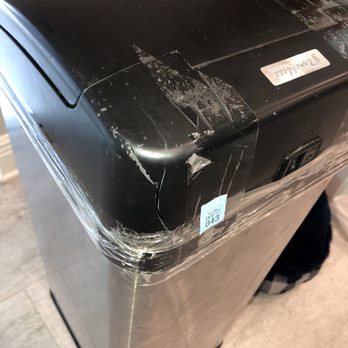 Braha Moving Systems - Broken $75 stainless steel garbage can with infrared sensor - Movers Near Me - Brooklyn, New York Braha Moving Systems - Broken $75 stainless steel garbage can with infrared sensor - Movers Near Me - Brooklyn, New York