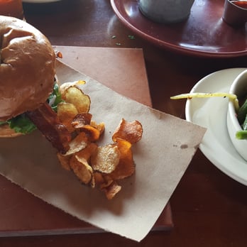 Whiskey Cake - The OMG burger, with bacon & chips and a side of green beans. - New American Near Me - Plano, Texas Whiskey Cake - The OMG burger, with bacon & chips and a side of green beans. - New American Near Me - Plano, Texas