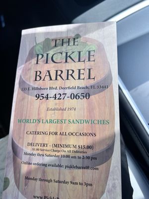 Menu photo 1 Pickle Barrel Deli Deerfield Beach, FL Menu photo 1 Pickle Barrel Deli Deerfield Beach, FL