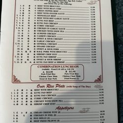 Full Moon Palace - Menu as of May 2024