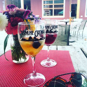 Terhune Orchards - Glasses of peach and apple sangria. Perfect on a summer day! - Fruits & Veggies Near Me - Princeton, New Jersey Terhune Orchards - Glasses of peach and apple sangria. Perfect on a summer day! - Fruits & Veggies Near Me - Princeton, New Jersey
