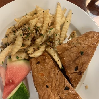 Garlic City Cafe - Vegetarian Eggplant Panini with Garlic fries - American Near Me - Gilroy, California