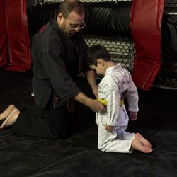 White Tiger & Dragon Martial Arts - Getting his well deserved yellow belt!