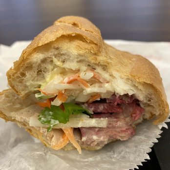 Banh Mi 47 - Mid sandwich view of the excellent roll. Xa Xiu - Vietnamese Near Me - Albany, New York Banh Mi 47 - Mid sandwich view of the excellent roll. Xa Xiu - Vietnamese Near Me - Albany, New York