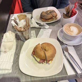 The Bald Barista - Breakfast bagel on an everything bagel and a bacon egg and cheese bagel on a plain bagel - Coffee & Tea Near Me - Dublin, D The Bald Barista - Breakfast bagel on an everything bagel and a bacon egg and cheese bagel on a plain bagel - Coffee & Tea Near Me - Dublin, D
