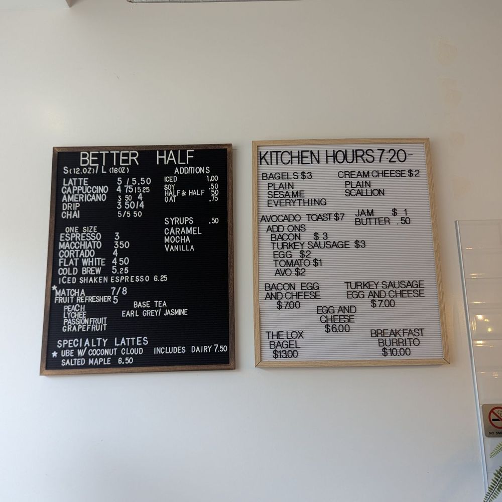 Better Half Coffee & Kitchen - August 2025 Menu - Coffee & Tea Near Me - Elmhurst, New York Better Half Coffee & Kitchen - August 2025 Menu - Coffee & Tea Near Me - Elmhurst, New York