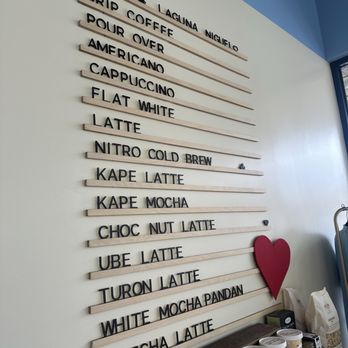 Kape Roasters - Cute menu with a heart - Coffee Roasteries Near Me - Laguna Niguel, California