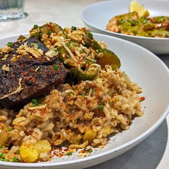 Season Six - Red Braised Kurobuta Pork Belly on Pineapple Fried Rice - Salad Near Me - Toronto, Ontario Season Six - Red Braised Kurobuta Pork Belly on Pineapple Fried Rice - Salad Near Me - Toronto, Ontario