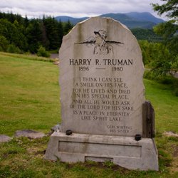 (2016 photo) monument to Harry Truman, who lived and died on the opposite side of the mountain.