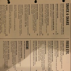 Bar Hop - Menu
