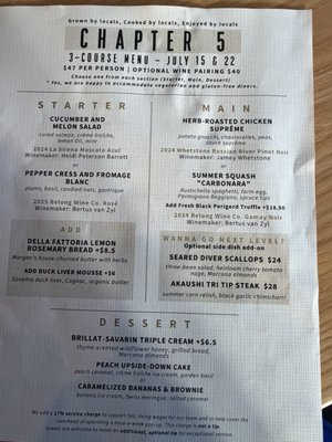 Menu photo 1 Chapter 5 Napa Napa, CA