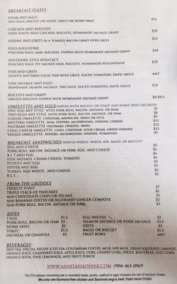 Menu photo 7 Anastasia Diner Saint Augustine, FL