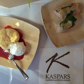 Kaspars Catering & Events - Vegan springrolls with delicious sauce on top and strawberry shortcake. - Caterers Near Me - Seattle, Washington
