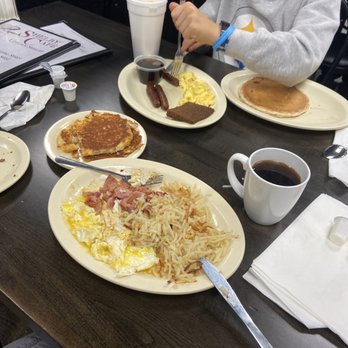 Shelby Cafe - Country breakfast- 2 eggs over easy, hash browns, city ham and grilled biscuits. - Breakfast & Brunch Near Me - Shelby, North Carolina Shelby Cafe - Country breakfast- 2 eggs over easy, hash browns, city ham and grilled biscuits. - Breakfast & Brunch Near Me - Shelby, North Carolina