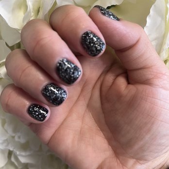 J’s Blossom Nail & Spa - No chip manicure  Black polish with polka dots - Nail Salons Near Me - Chicago, Illinois
