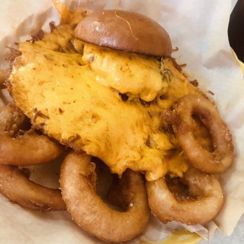 The Burger Dive - The Behemoth and onion rings - Burgers Near Me - Billings, Montana The Burger Dive - The Behemoth and onion rings - Burgers Near Me - Billings, Montana