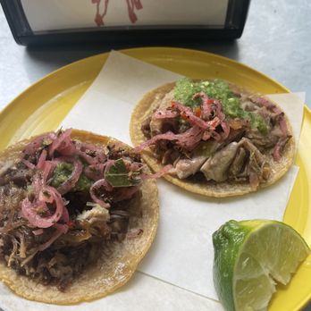 Carnitas Ramirez - surtida (left) and maciza (right) - Tacos Near Me - New York, New York Carnitas Ramirez - surtida (left) and maciza (right) - Tacos Near Me - New York, New York