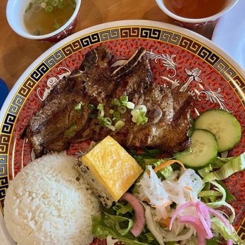 District 36 Diner - Street grilled rice plate w/ pork chop & egg quiche - American Near Me - Fountain Valley, California