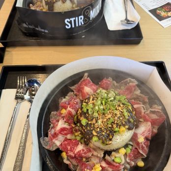 Sizzling Dumpling House - Wagyu Sizzling Plate (before being mixed) - $20.99 - Ramen Near Me - San Jose, California Sizzling Dumpling House - Wagyu Sizzling Plate (before being mixed) - $20.99 - Ramen Near Me - San Jose, California