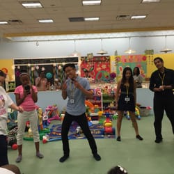 Rockin' Kids Burbank - Staff members, Kyle, Leslie & Sedrik dancing with guests at a Birthday Party!