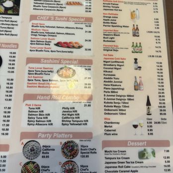 Toro Sushi - Menu - Sushi Bars Near Me - Winchester, California